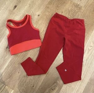 Sweaty Betty Power 7/8 Leggings and Power Frame Workout Tank in Red
